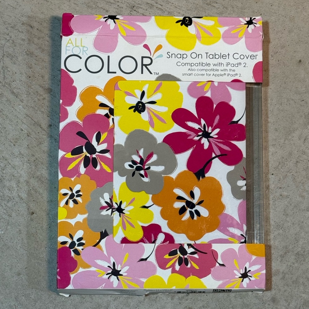 NEW NWT All For Color Tablet iPad 2 Case Cover Floral Pink Yellow Orange SM 152